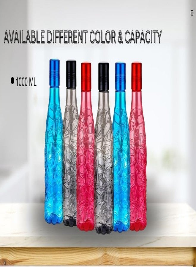 ReeQ Round Plastic Bottle Set, 1 Litre, Set of 6, Assorted - Image 3